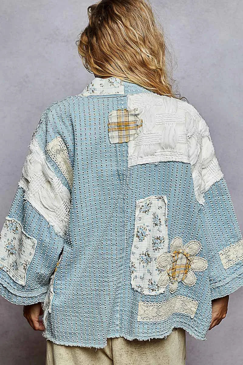 POL Floral Patches Open Front Cardigan